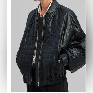 THE FRANKIE SHOP ALMA QUILTED LEATHER BOMBER JACKET